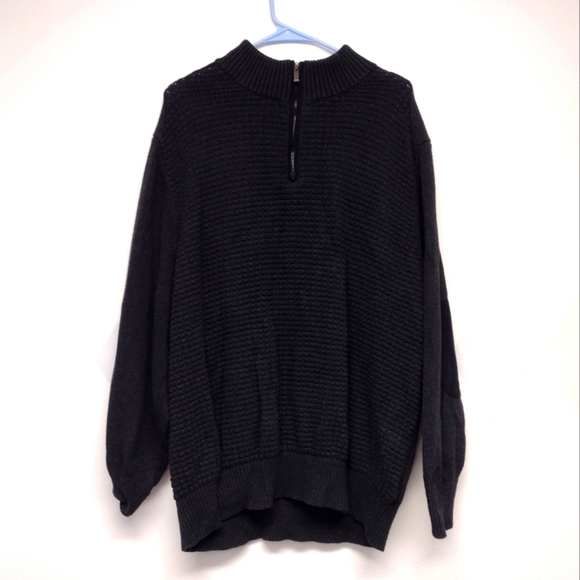 Oak Hill quarter zip pull over sweater with waffle knit front and elbow patches - Picture 1 of 13
